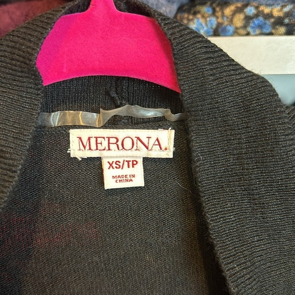 Merona black long sleeve open front cardigan size XS - Picture 2 of 3